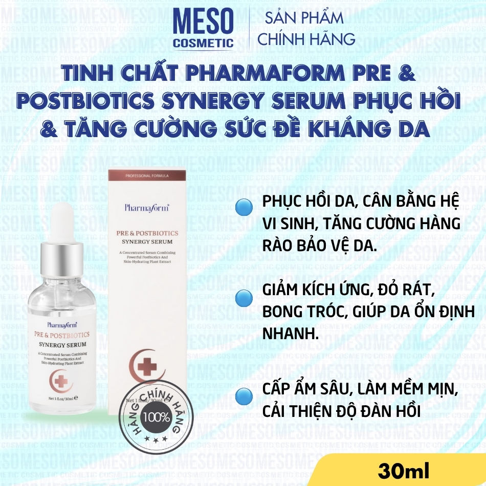 Tinh Chất PHARMAFORM PRE & POSTBIOTICS SYNERGY SERUM Phục Hồi & Tăng Cường Sức Đề Kháng Da 30ML